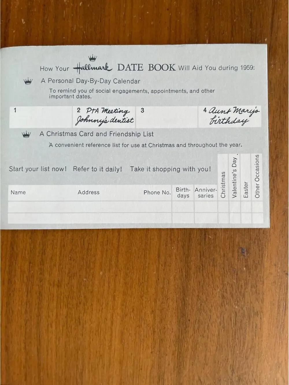 My Date Book Hallmark Vintage Hallmark Date Book 1959 Purse Calendar Unused